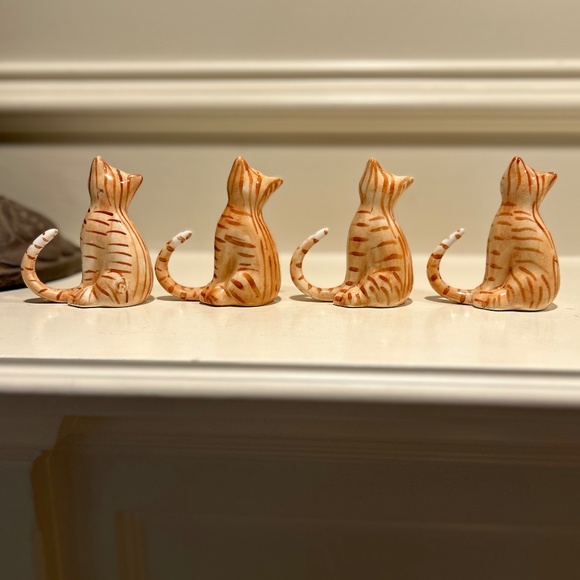 Vintage Bone China Orange Tabby Cat Napkin Rings - Picture 4 of 9